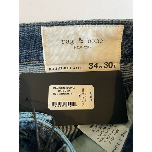 NEW Rag & Bone Fit 3 Athletic Jeans Men's 34x30 Medium Wash Denim Stretch Casual - Picture 4 of 8